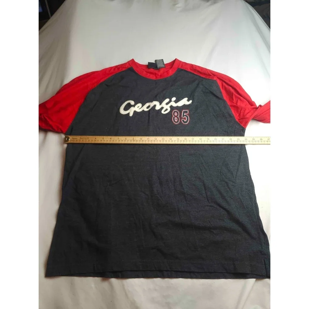 Active Georgia 85 Long Sleeve T-Shirt Men Size XL Gray Red Raglan Graphic Tee
